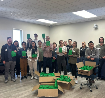 Employees from GoFundMe prepared snack bags