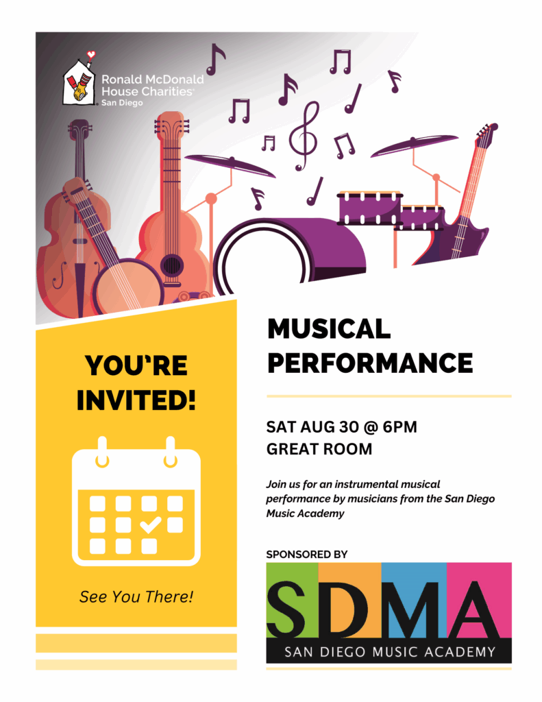 Musical performance by SDMA on Saturday, August 30 at 6:00pm