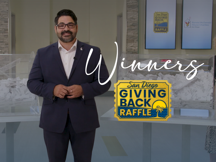 We are thrilled to announce the results of the 2025 San Diego Giving Back Raffle are in!